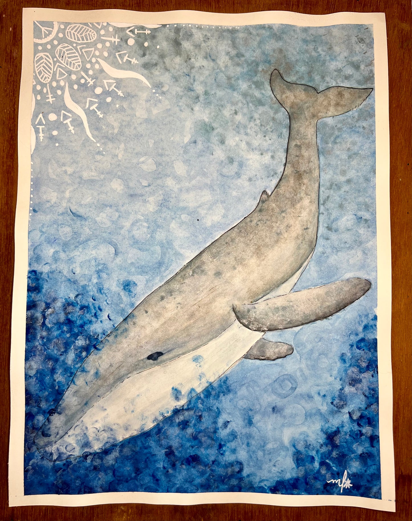Baleine - Aquarelle 9 X 12