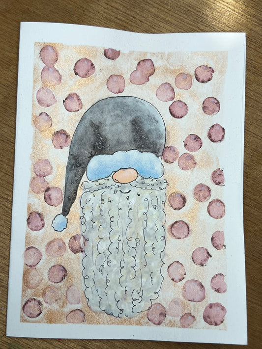 Gnome de Noël - aquarelle